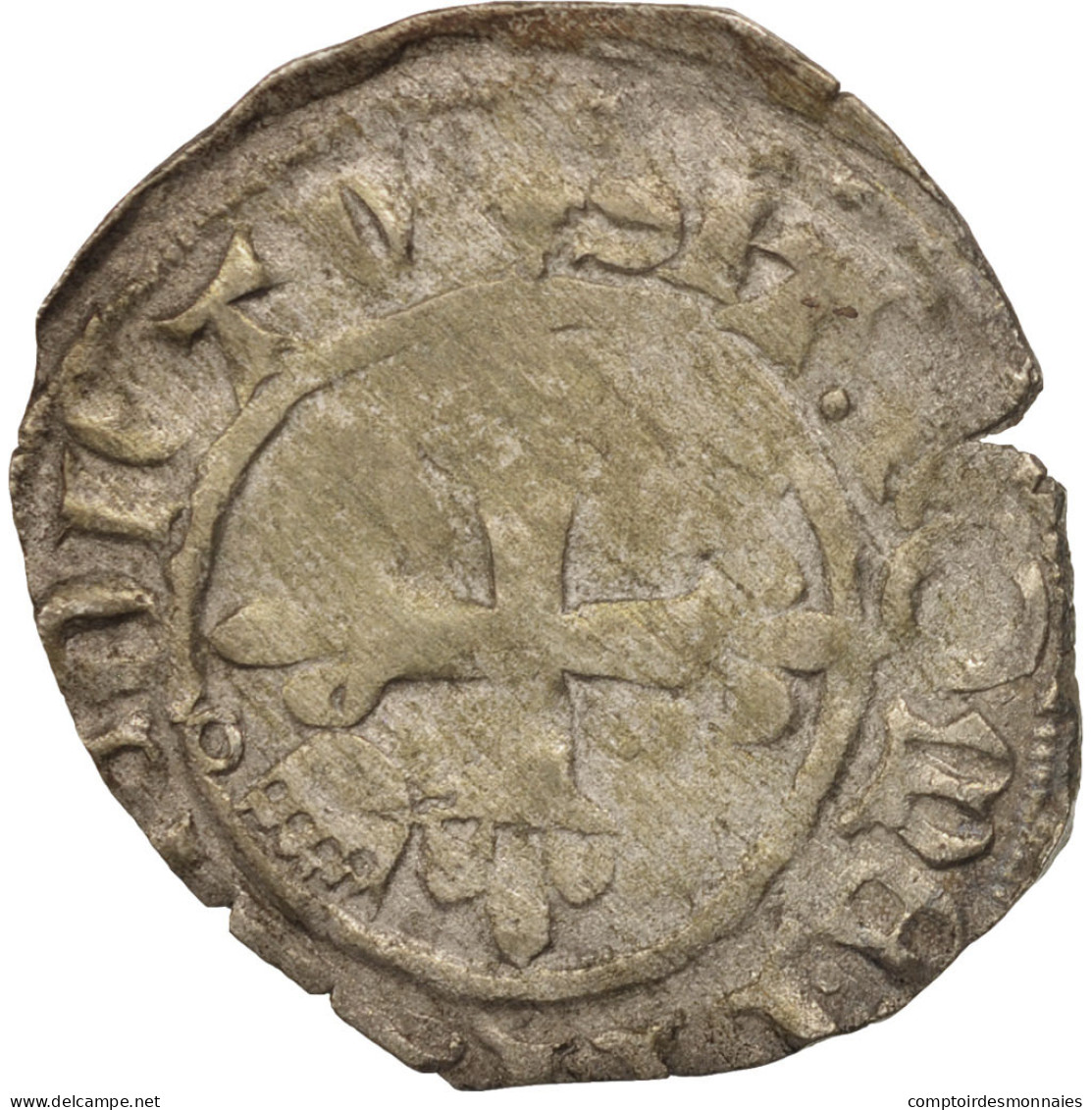 Monnaie, France, Charles VI, Florette, Troyes, TB+, Billon, Duplessy:405D - 1380-1422 Charles VI Le Fol