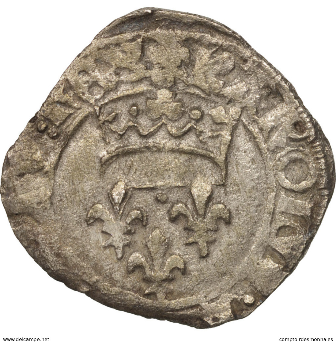 Monnaie, France, Charles VI, Florette, Troyes, TTB, Billon, Duplessy:405D - 1380-1422 Charles VI Le Fol