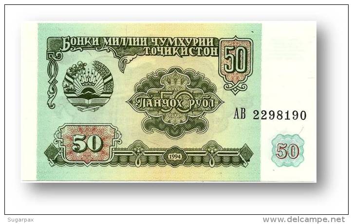 TAJIKISTAN - 50 Rubles - 1994 - Pick 5 - UNC - Serie  AB ( AB ) - The National Bank Of The Republic - Tayikistán