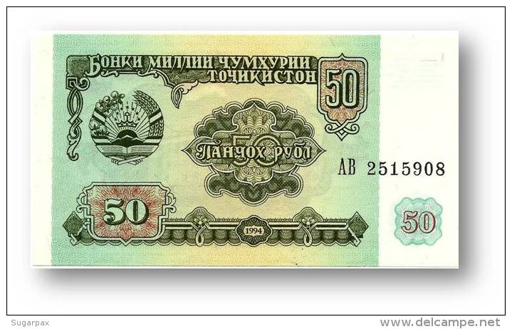 TAJIKISTAN - 50 Rubles - 1994 - Pick 5 - UNC - Serie  AB ( AB ) - The National Bank Of The Republic - Tayikistán
