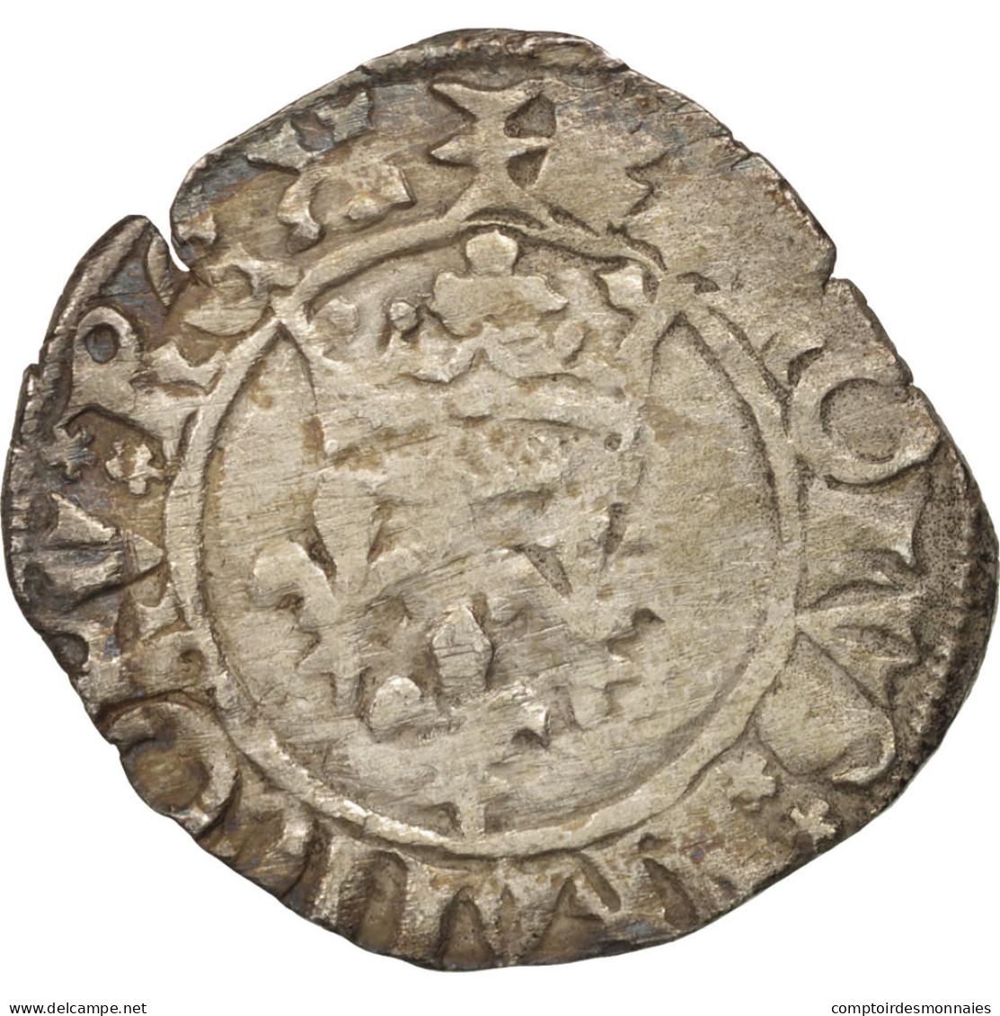 Monnaie, France, Charles VI, Florette, Troyes, TTB, Billon, Duplessy:405C - 1380-1422 Charles VI The Beloved