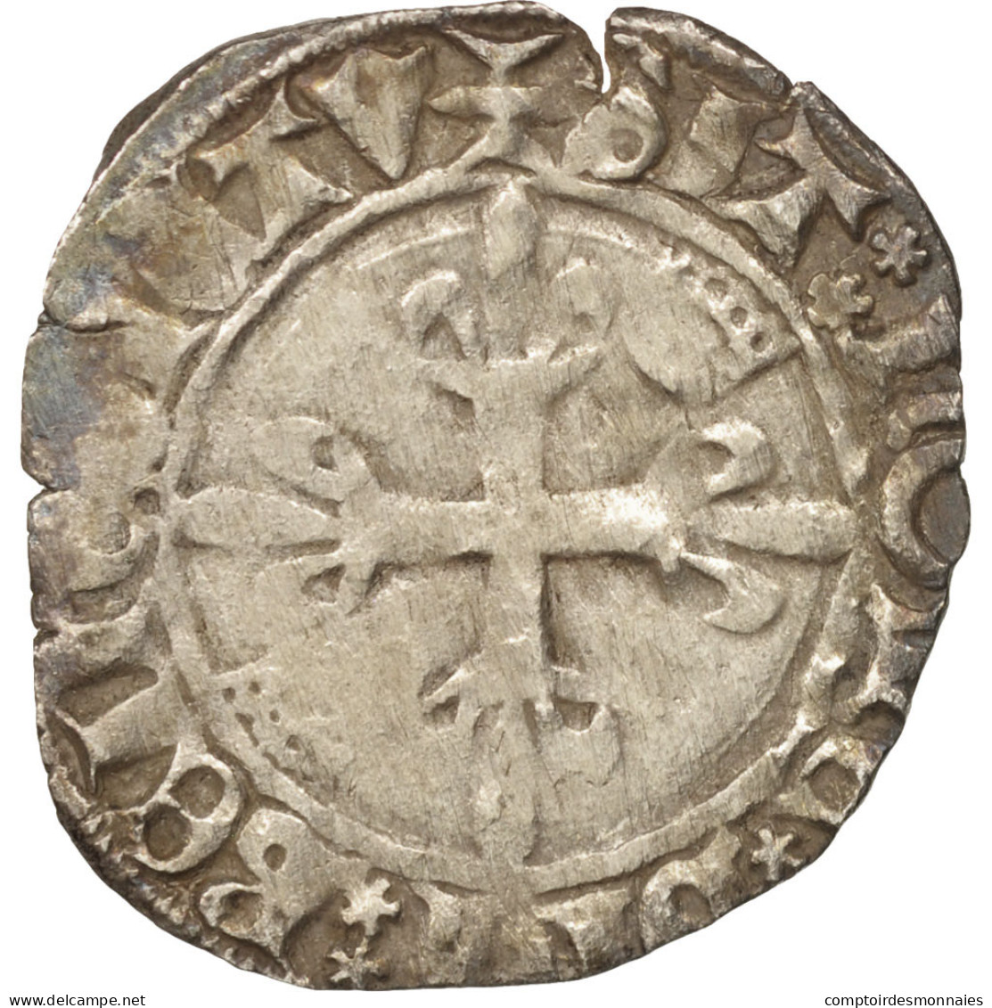 Monnaie, France, Charles VI, Florette, Troyes, TTB, Billon, Duplessy:405C - 1380-1422 Charles VI Le Fol