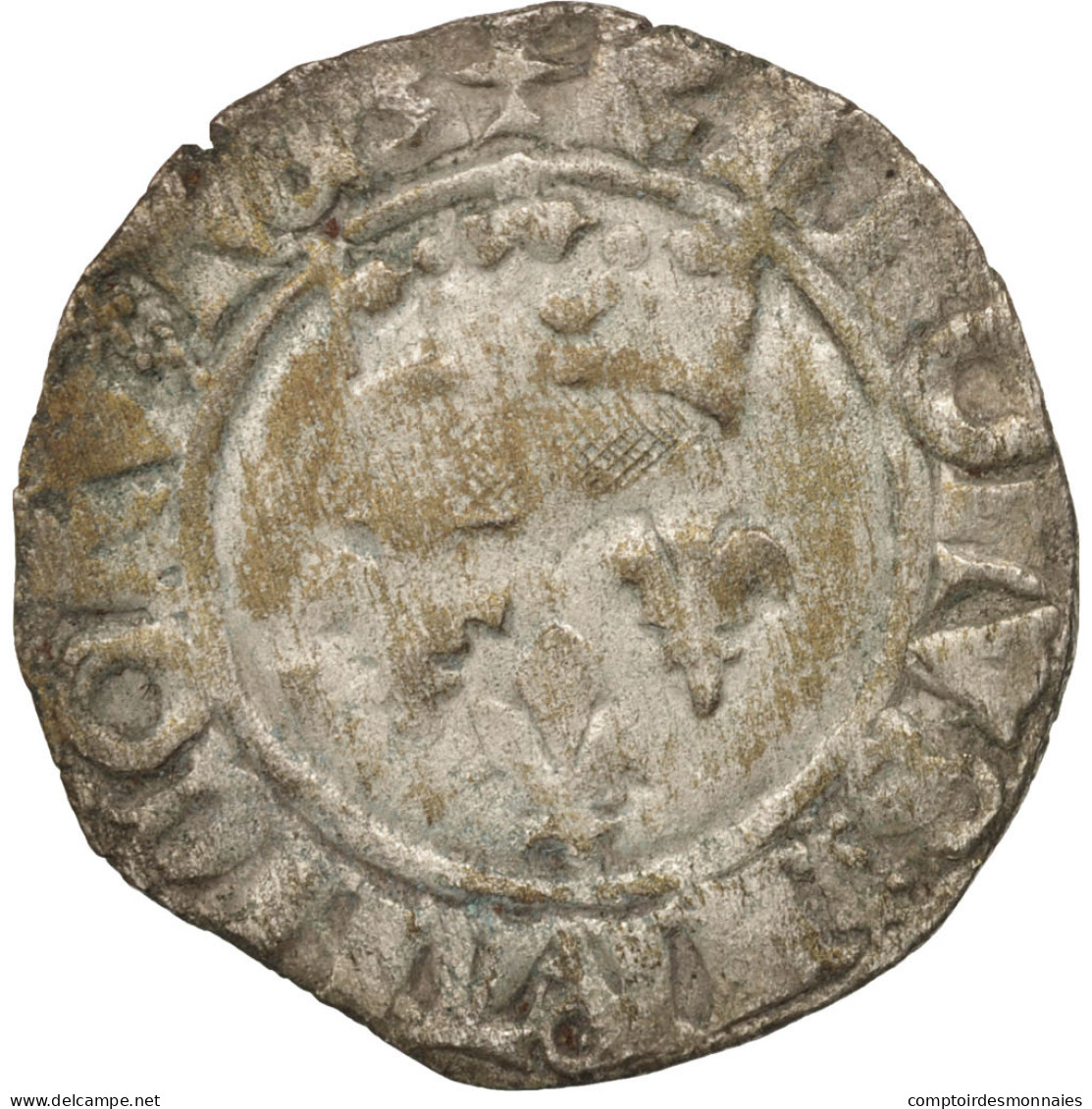 Monnaie, France, Charles VI, Florette, Troyes, TB+, Billon, Duplessy:405C - 1380-1422 Charles VI The Beloved