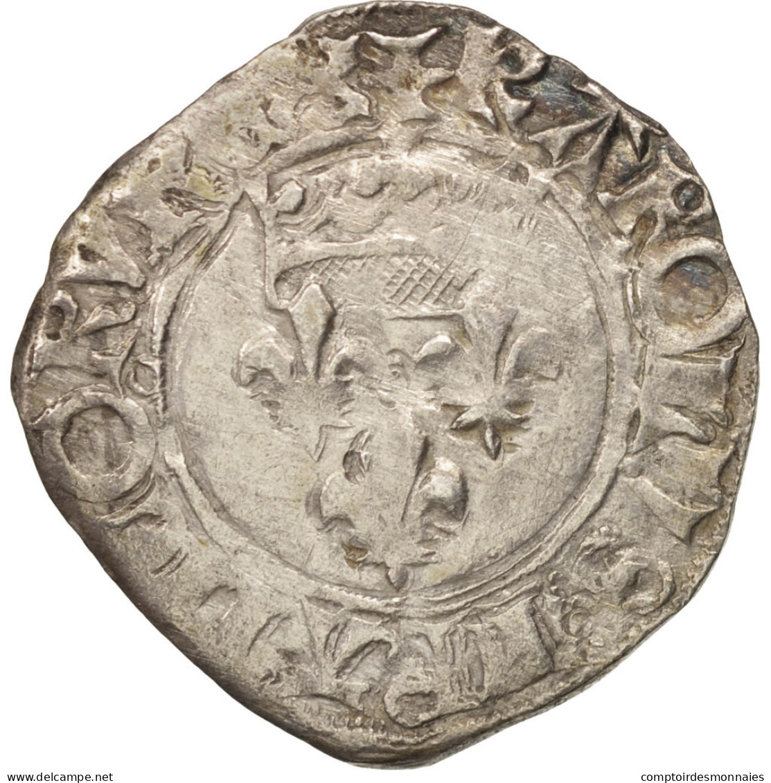 Monnaie, France, Charles VI, Florette, Troyes, TB+, Billon, Duplessy:405B - 1380-1422 Carlos VI El Bien Amado