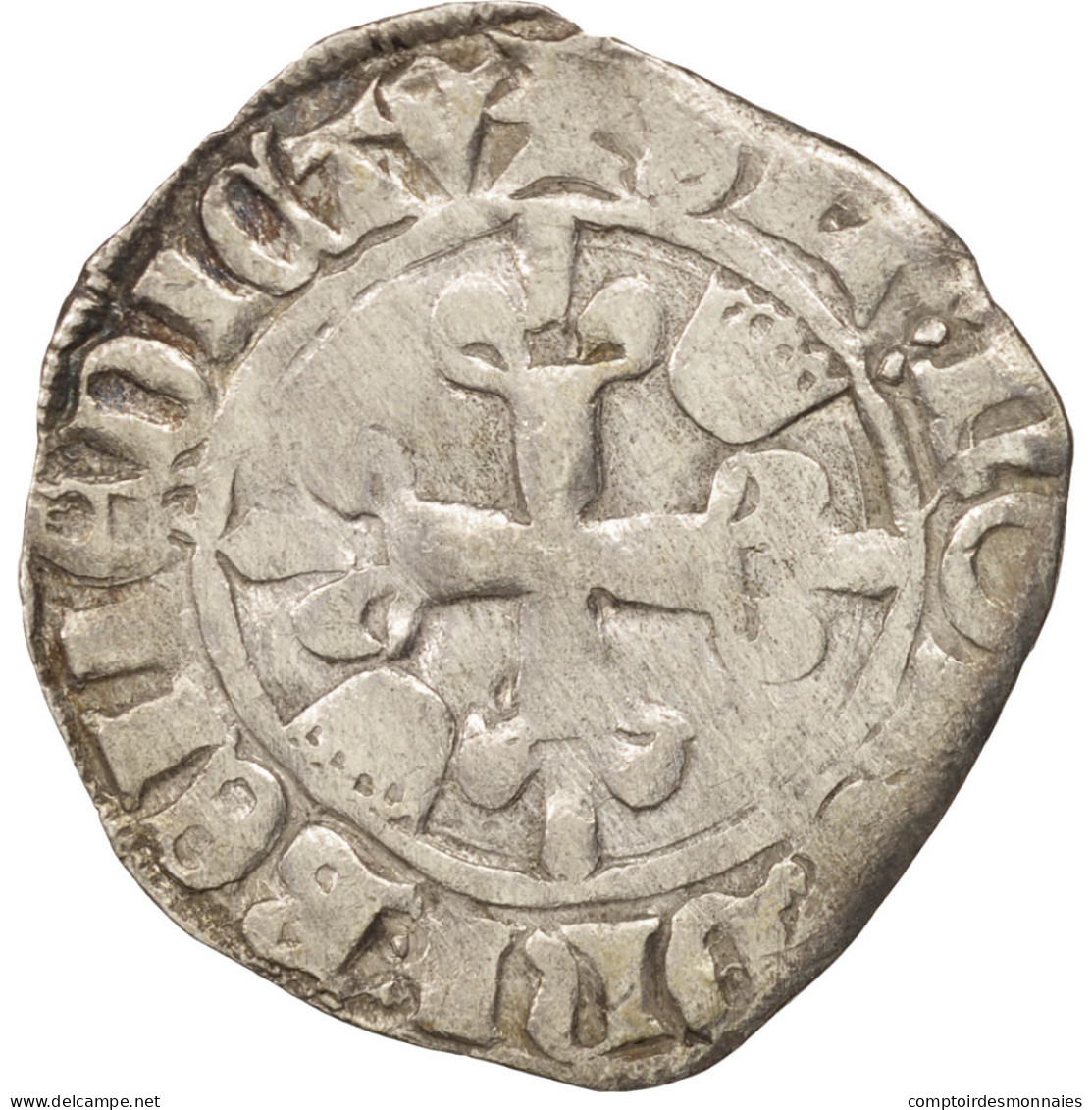 Monnaie, France, Charles VI, Florette, Troyes, TB+, Billon, Duplessy:405B - 1380-1422 Charles VI Le Fol