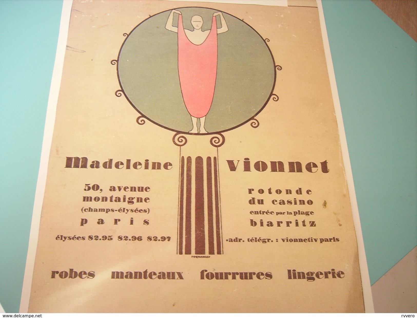 ANCIENNE PUBLICITE Vetement Madeleine Vionnet 1925 - Autres & Non Classés