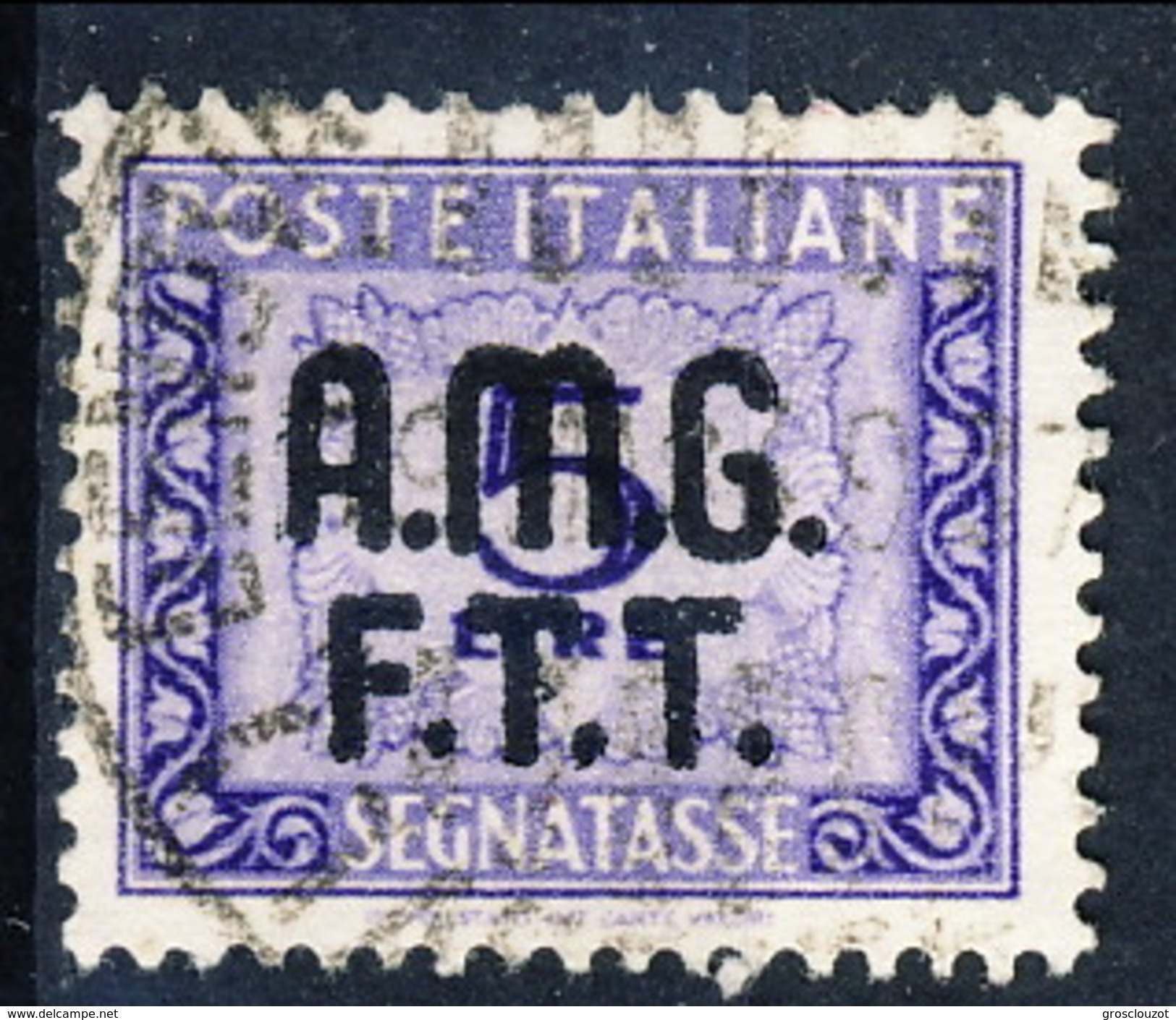 Trieste Zona A Tasse 1947 - 49 N. 10  N. 9 L. 5 Violetto  Usato Cat. &euro; 75 - Portomarken