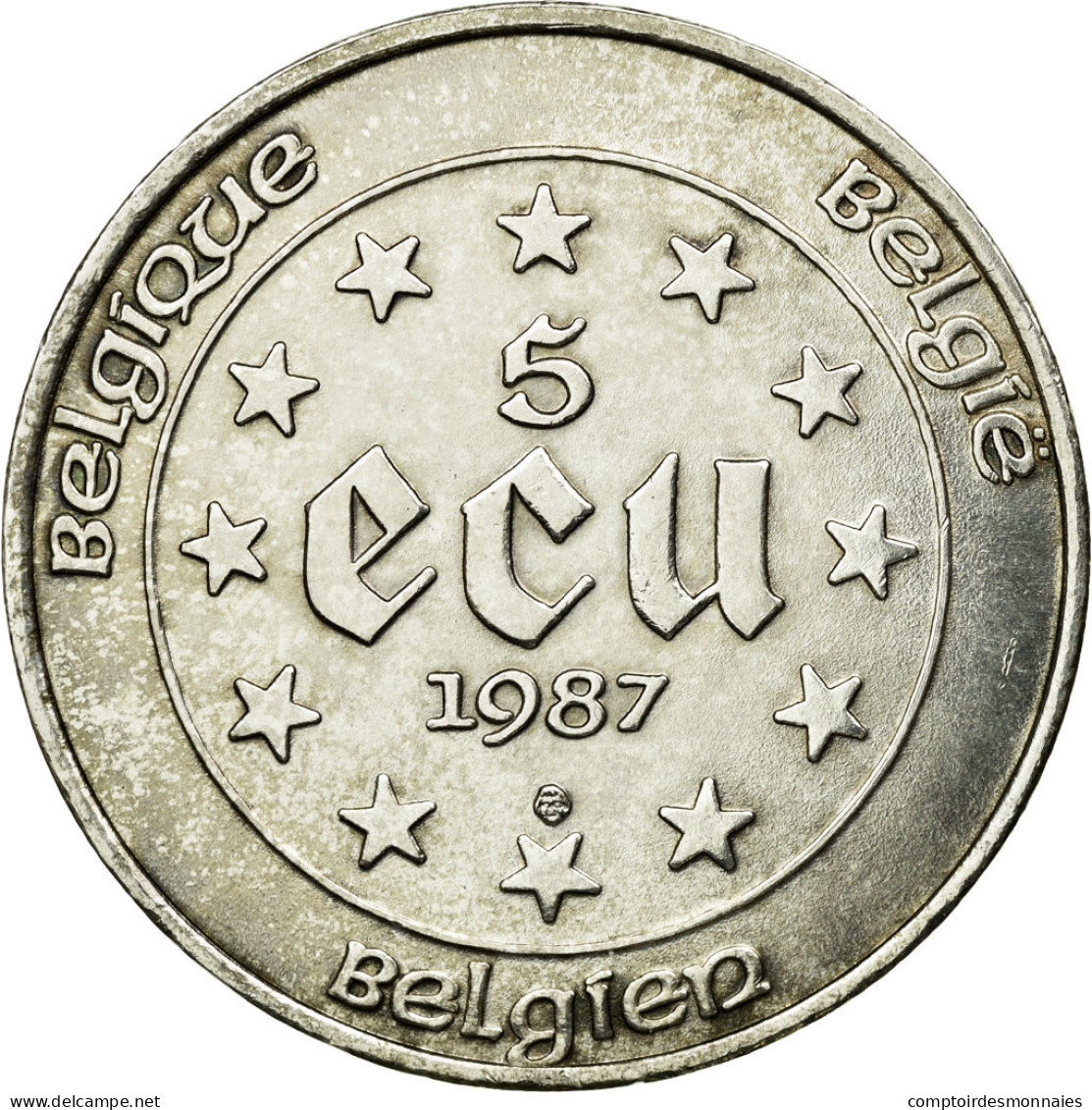 Monnaie, Belgique, 5 Ecu, 1987, Bruxelles, SUP+, Argent, KM:166 - Ecus