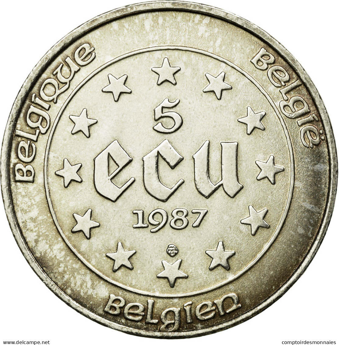 Monnaie, Belgique, 5 Ecu, 1987, Bruxelles, SUP+, Argent, KM:166 - Ecu