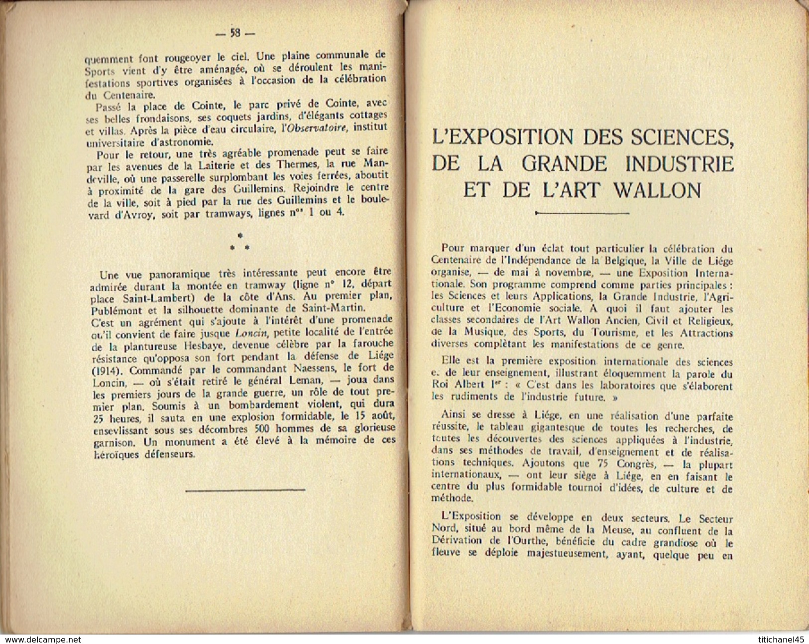 LIEGE GUIDE ILLUSTRE DE LA VILLE édité en 1930 à l'occasion de l'EXPOSITION DES SCIENCES DE LA GRANDE INDUSTRIE