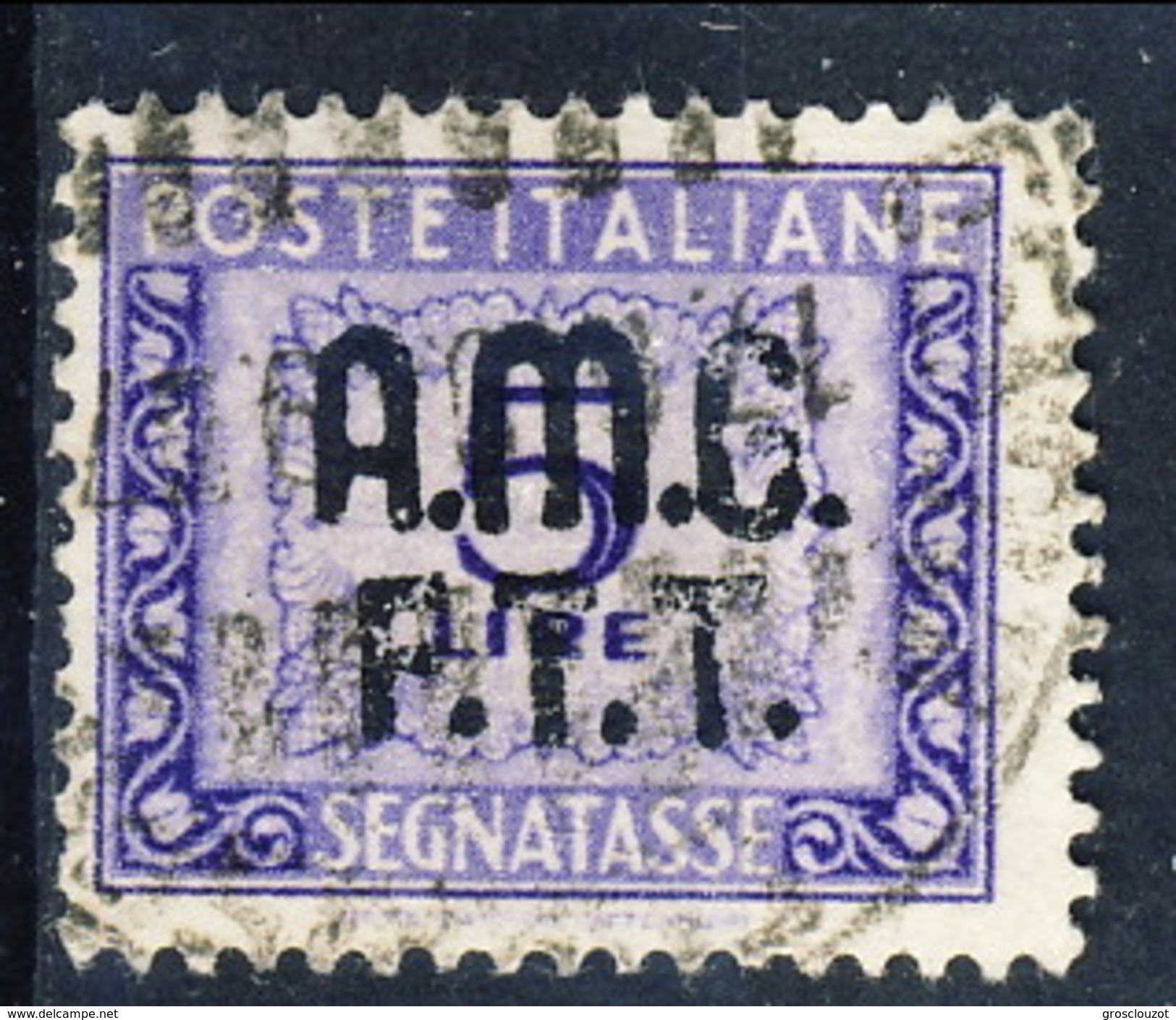 Trieste Zona A Tasse 1947 - 49  N. 9 L. 5 Violetto Usato Cat. &euro; 75 - Strafport