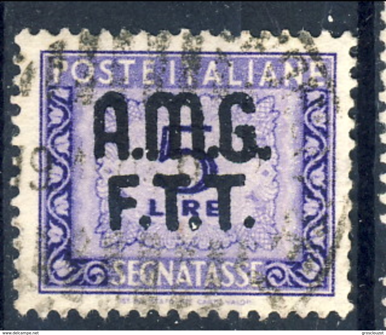 Trieste Zona A Tasse 1947 - 49  N. 9 L. 5 Violetto Usato Cat. &euro; 75 - Taxe