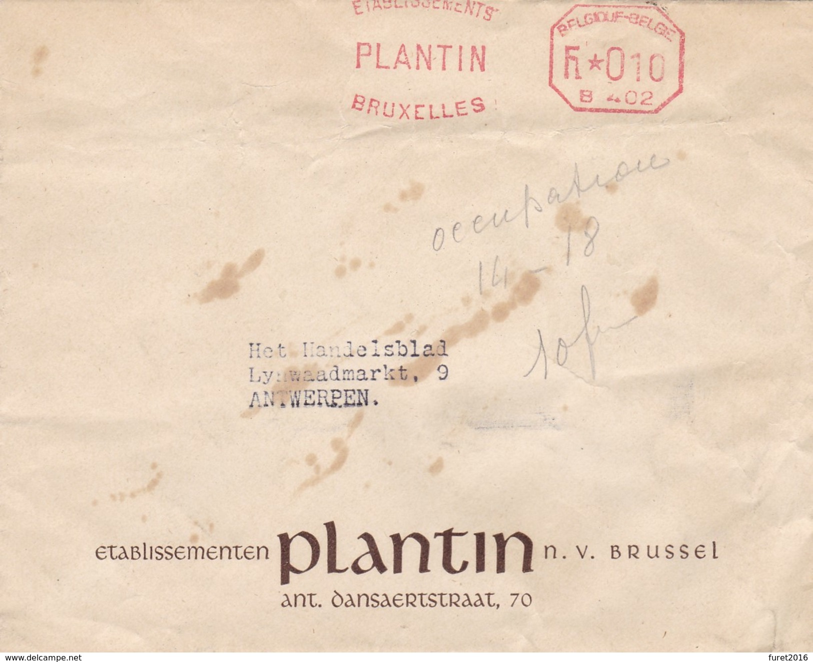 AFFRANCHISSEMENT  Mécanique Firme PLANTIN / Lettre - ...-1959