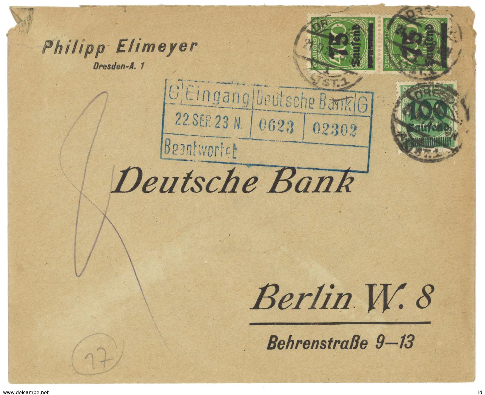 GERMANY 1923 COVER - Briefe U. Dokumente