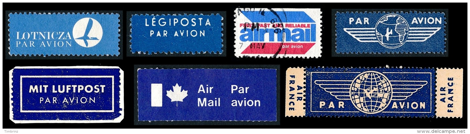 7 Vignettes 'PAR AVION' AIRMAIL LUFTPOST LEGIPOSTA LOTNICZA   ..Réf.FRA28871 - Erinnofilia