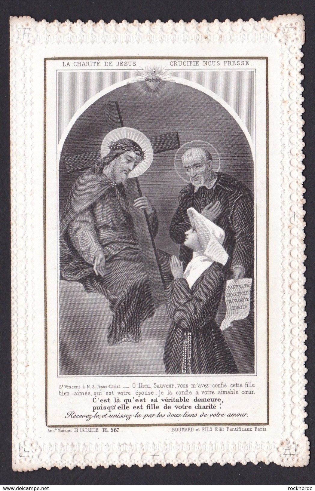 Ancien Canivet Image Pieuse "La Charité De Jésus Crucifié Nous Presse" Letaille / Boumard Pl.587 - Religion & Esotericism