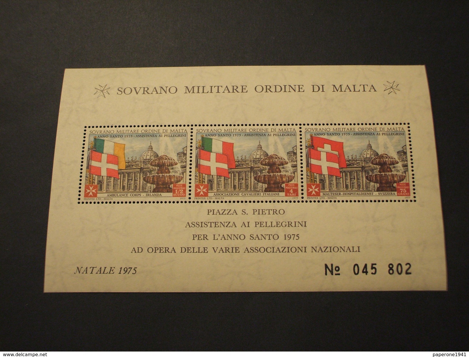 SOVRANO MILITARE ORDINE DI MALTA-SMOM- BF 1975 P.ZA S. PIETRO/BANDIERA - NUOVO(++) - Malte (Ordre De)