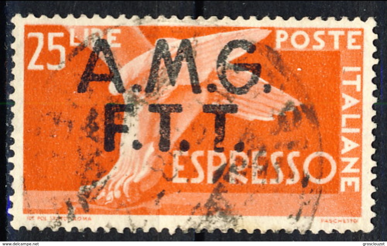 Trieste Zona A Espressi 1947 - 48 N. 2 L. 25 Arancio Usato Cat. &euro; 45 - Express Mail