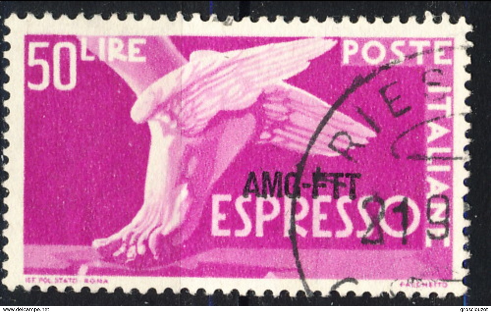 Trieste Zona A Espressi 1952 N. 7 L. 50 Rosa Lilla Usato Cat. &euro; 4 - Express Mail