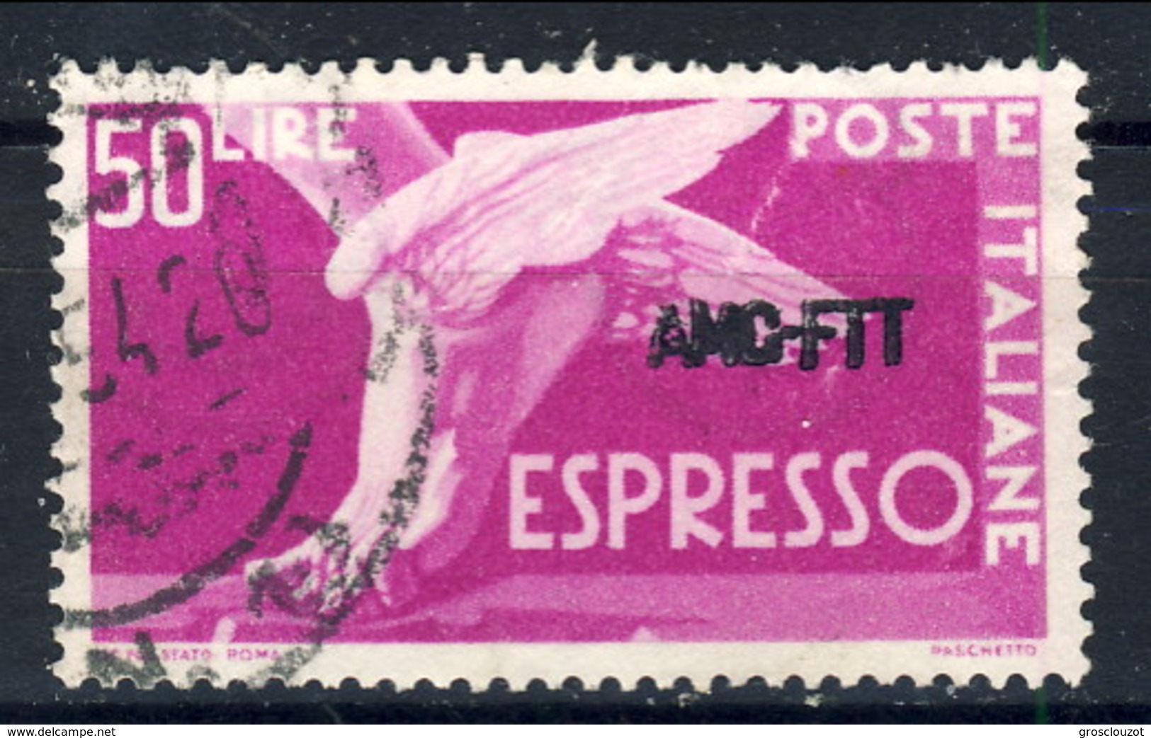 Trieste Zona A Espressi 1952 N. 7 L. 50 Rosa Lilla Usato Cat. &euro; 4 - Posta Espresso