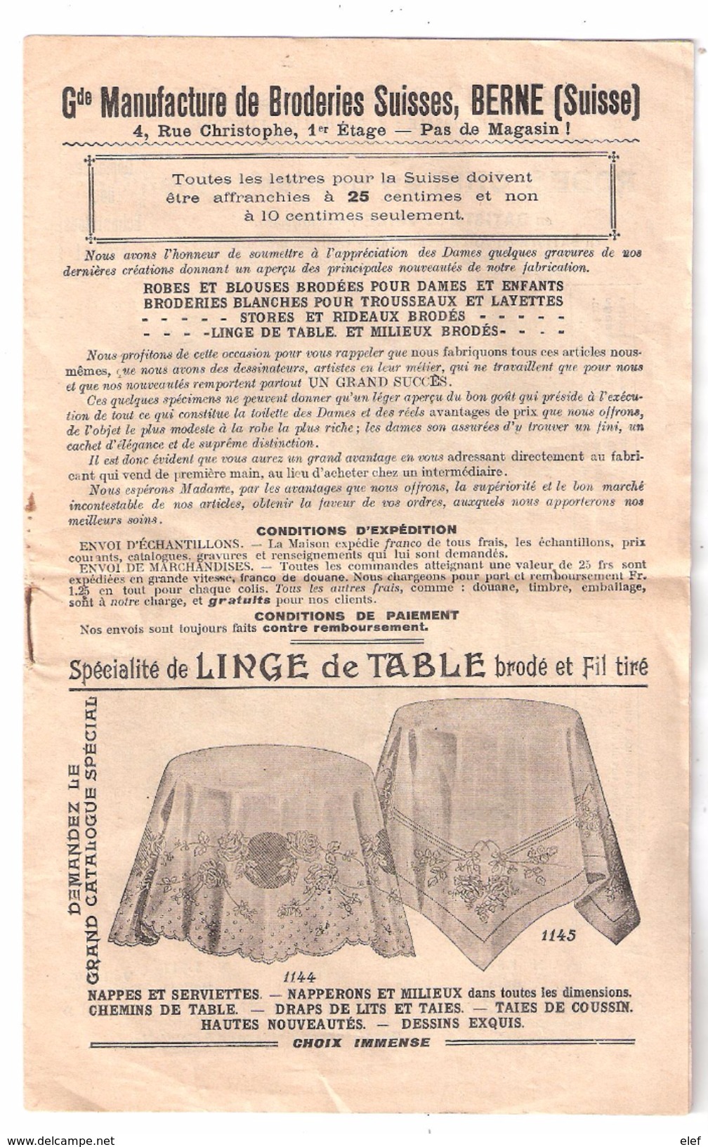 MODE , Feuillet Gde Manufacture De Broderies Suisses BERNE / LUCERNE,Suisse,Linge Robe Laize  8 Pages ,fin XIX E TB RARE - Littérature