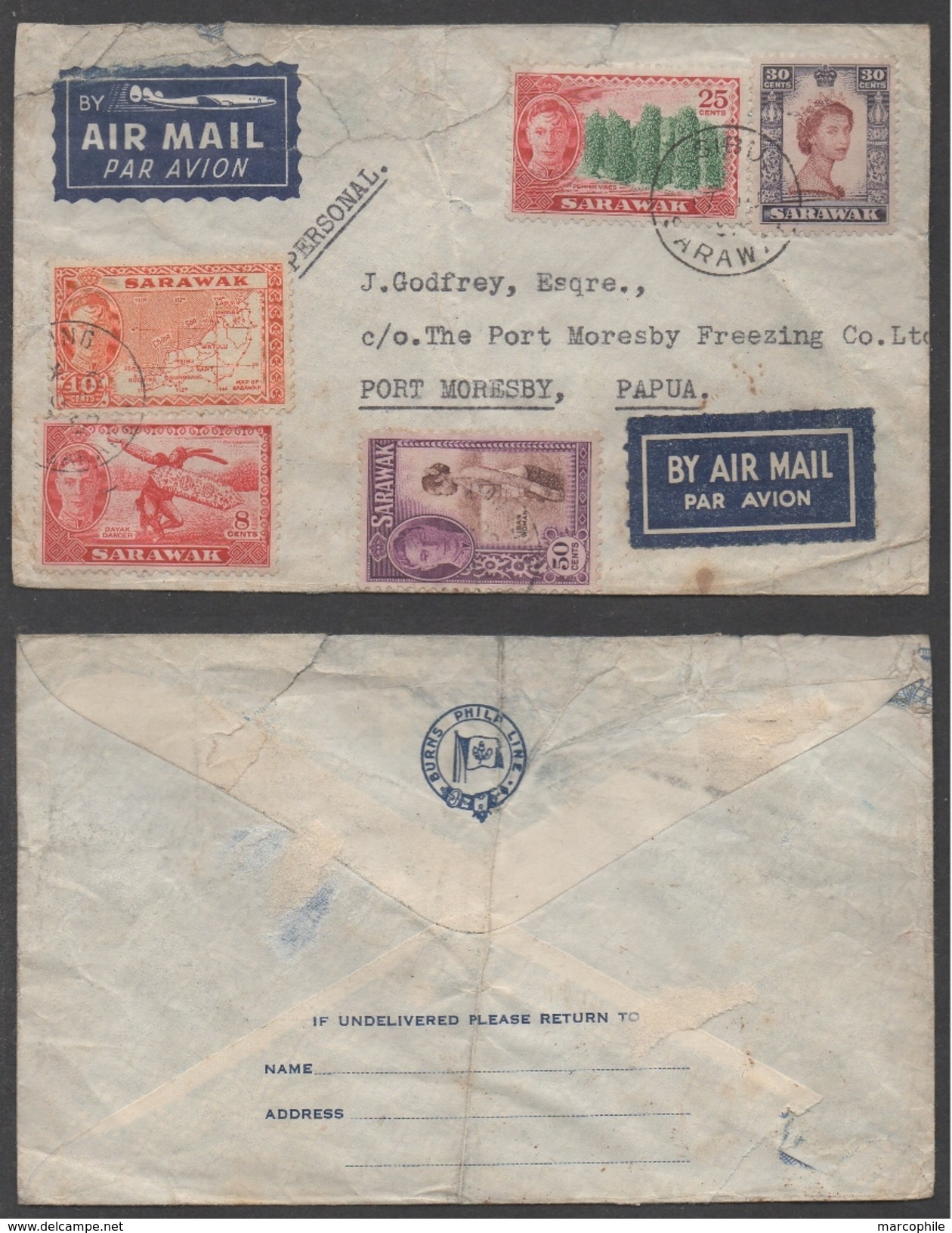 SIBU - SARAWAK / 1959 LETTRE AVION POUR PORT MORESBY - PAPOUASIE (ref LE989) - Sarawak (...-1963)