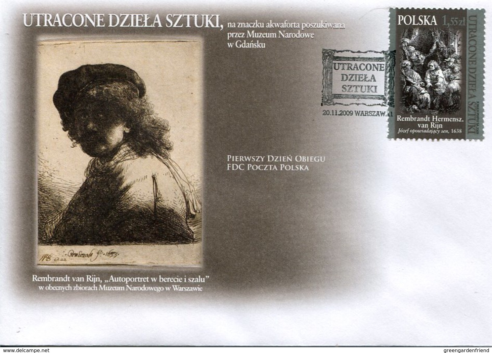 18028  Poland,  Fdc  Painting Of  Rembrandt 2009 - Rembrandt