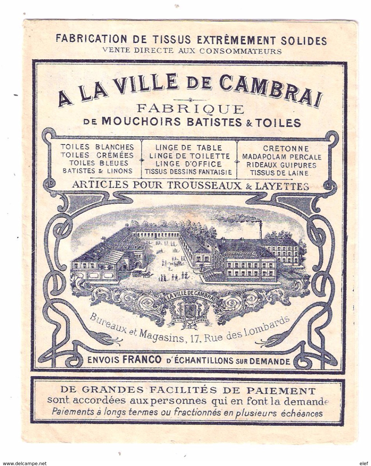 MODE,dépliant  A LA VILLE DE CAMBRAI, Nord Fabrique De Tissus,layette Mouchoirs Linge,Toiles Broderies Alphabet,10 Pages - Littérature