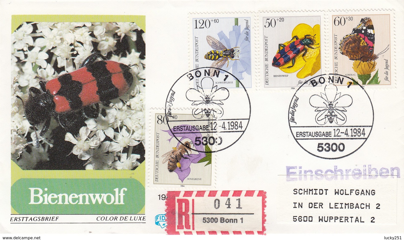 Allemagne Fédérale - Année 1984 - Lettre/Insectes Divers - YT 1034/1037 - Lettres & Documents