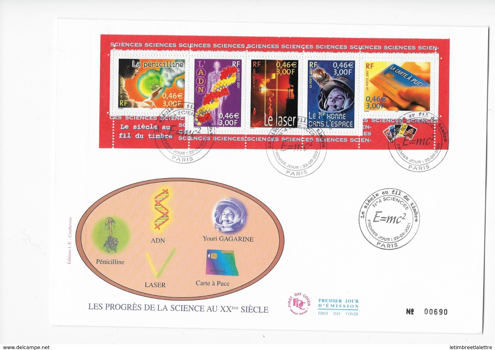 Enveloppes  1er Jour FDC .2001  1 Enveloppe Les Progès De La Science - 2000-2009