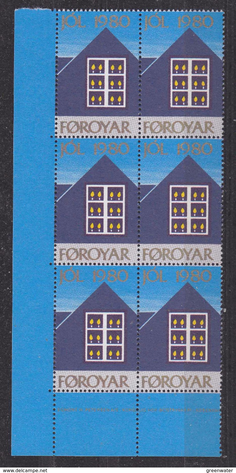 Faroe Islands 1980 Christmas Seals 1v 6x ** Mnh (34761) - Faeroër