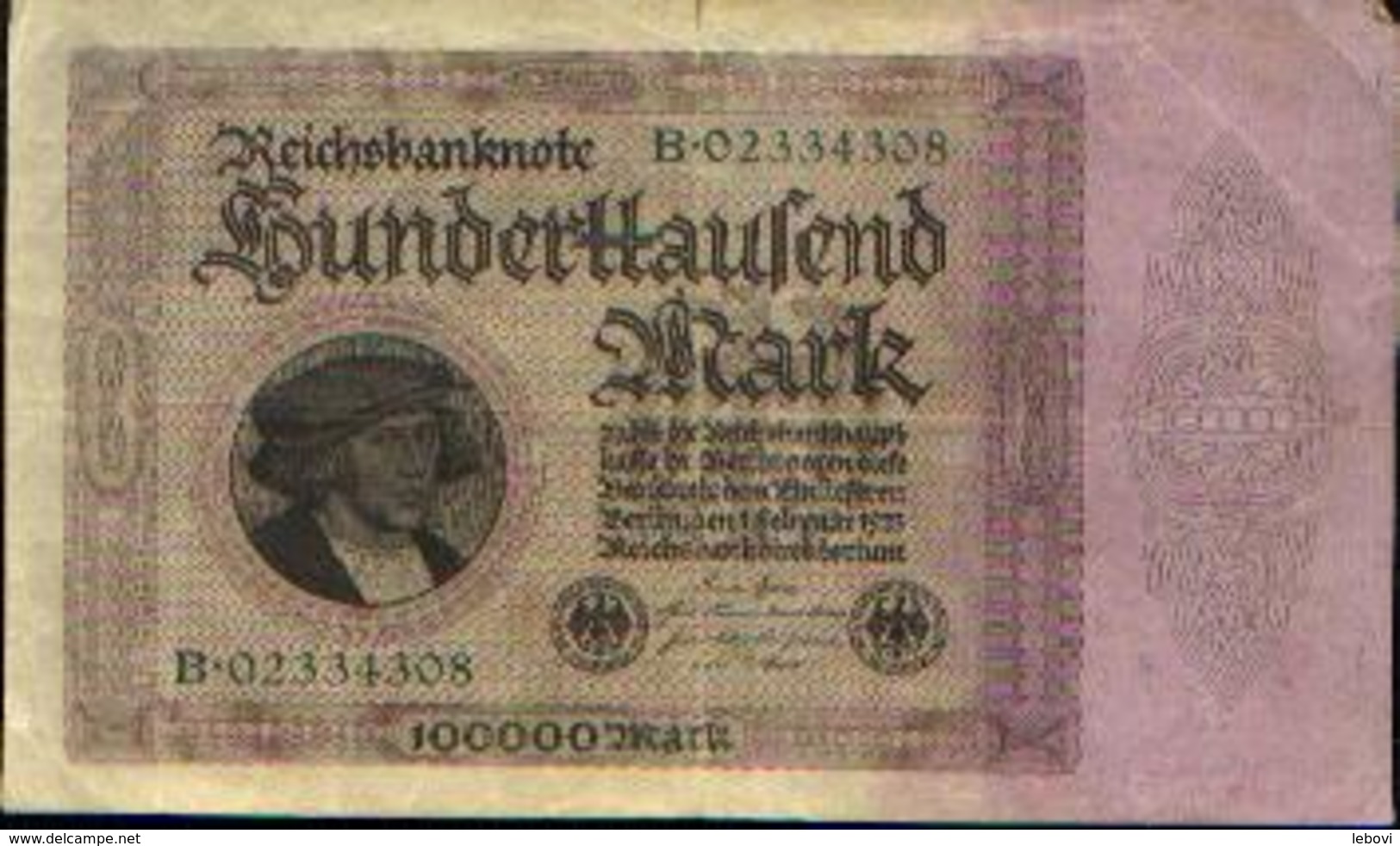ALLEMAGNE  - Reichbanknote - 100000 Mark - 01.02.1923 - 1 Miljoen Mark