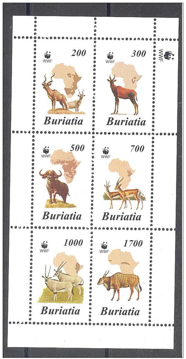 BURATIA  1994  Kleinbogen  WWF  Tiere Afrika  ** - Unused Stamps