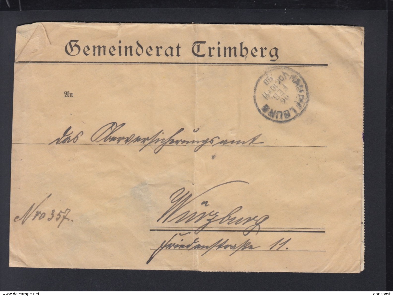 Dt. Reich Brief 1923 Gemeinderat Trimberg - Briefe U. Dokumente