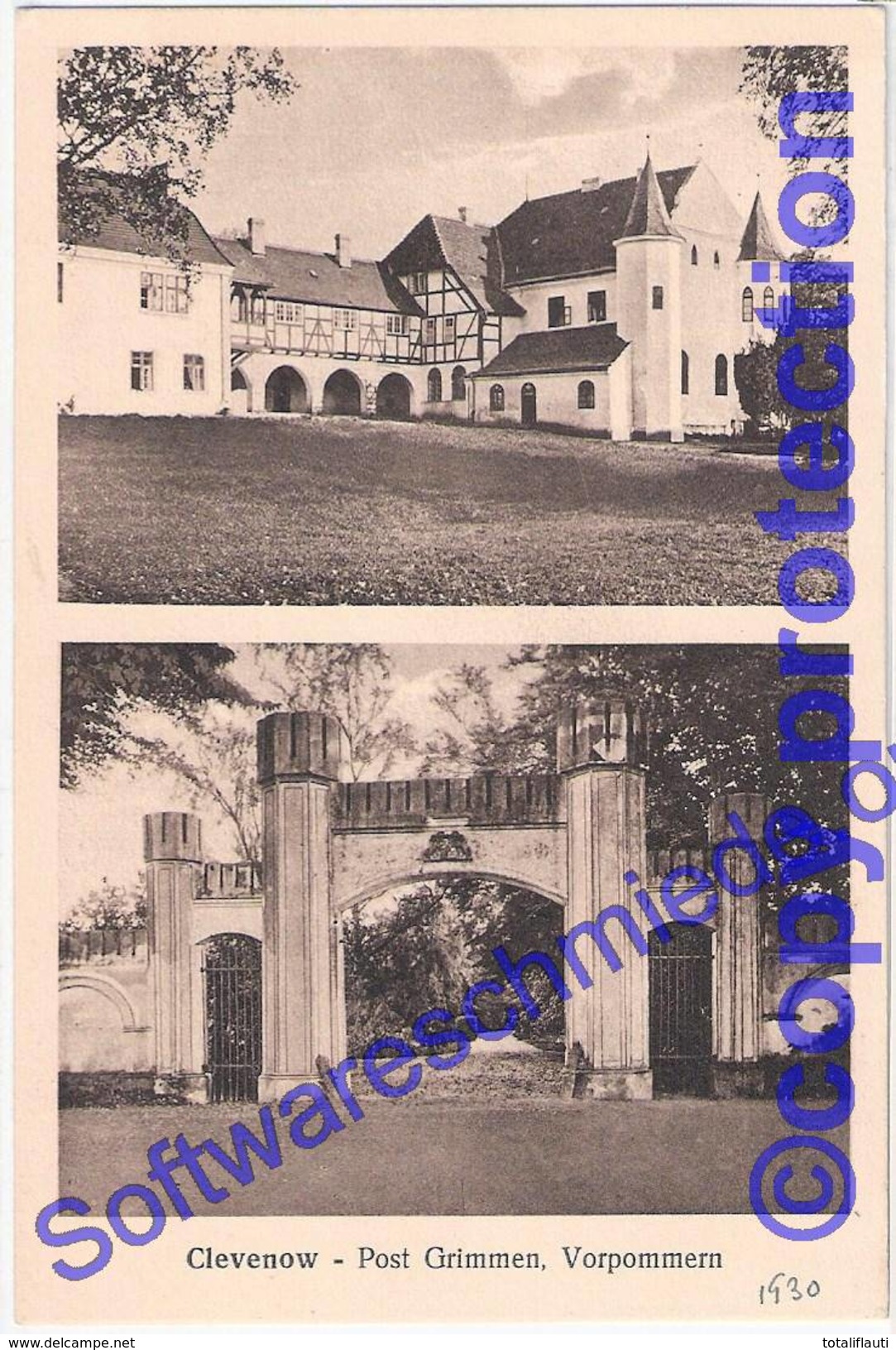 Burg CLEVENOW Gutshaus Schloß Post Grimmen Vor Pommern Um 1930 Fast TOP-Erhaltung Ungelaufen - Grimmen