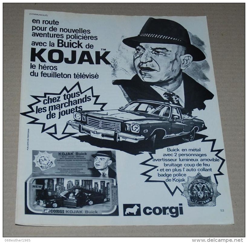 Publicité De 1975 Avec KOJAK Pour Le Jouet Kojak Buik De Corgi - Collections