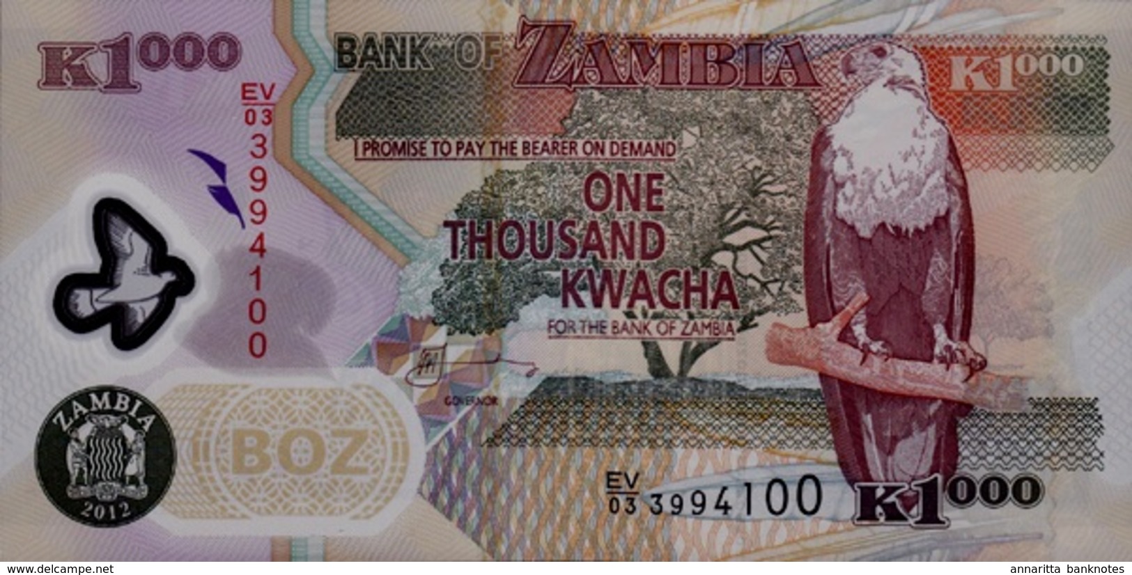 SAMBIA 1000 KWACHA 2012 P-44i I (BFR)  SEHR SELTEN! [ZM146i] - Zambia