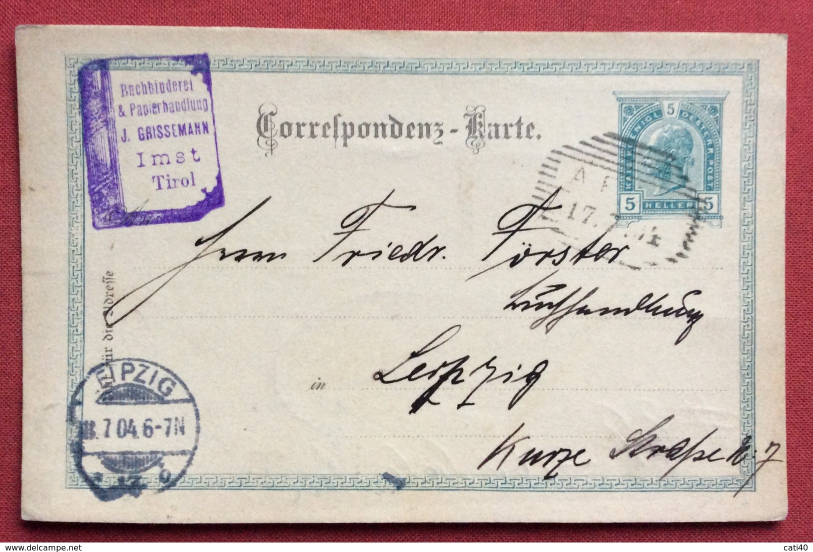 CARTOLINA POSTALE AUSTRIA  5 K  DA IMST TIROL  A LEIPZIG LIPSIA IN DATA  7/4/1906 - Altri & Non Classificati