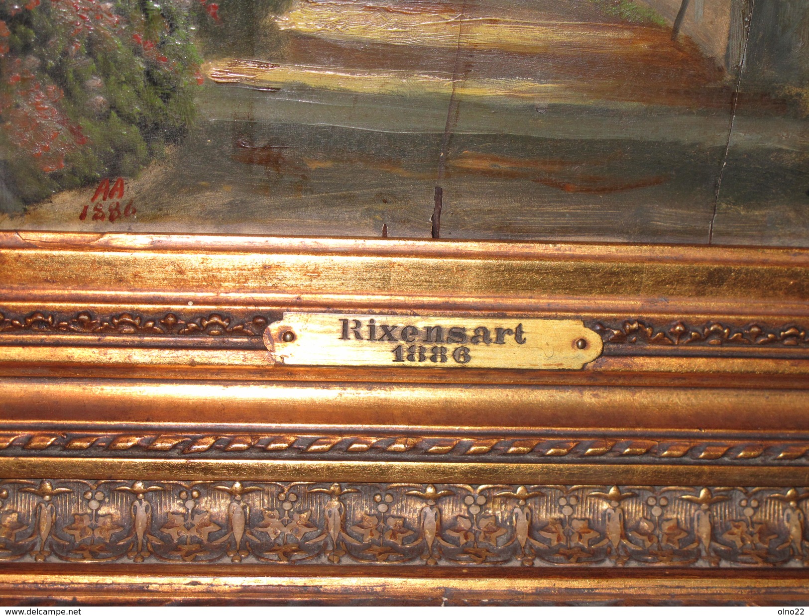 RIXENSART 1886 - MONOGRAMME AA Datée 1886 - Huile Sur Panneau Cadre Bon état. - Olieverf
