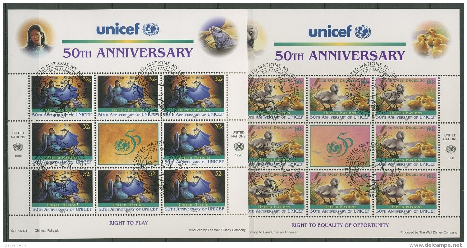 UNO New York 1996 50 Jahre UNICEF Kleinbogen 720/21 K Gestempelt (C13793) - Oblitérés