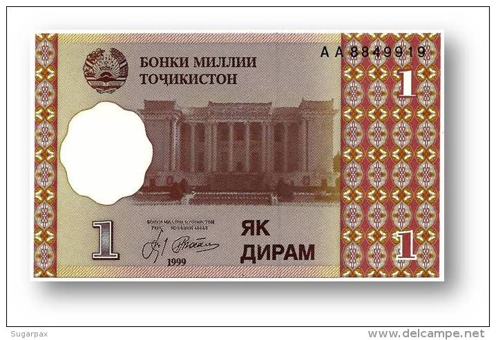 TAJIKISTAN - 1 Diram - 1999 ( 2000 ) - Pick 10 - UNC - Serie  AA - National Bank Of Tajikistan - Tajikistan