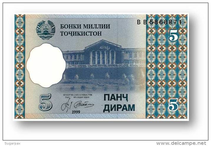 TAJIKISTAN - 5 Diram - 1999 ( 2000 ) - Pick 11 - UNC - Serie  BB - National Bank Of Tajikistan - Tadschikistan