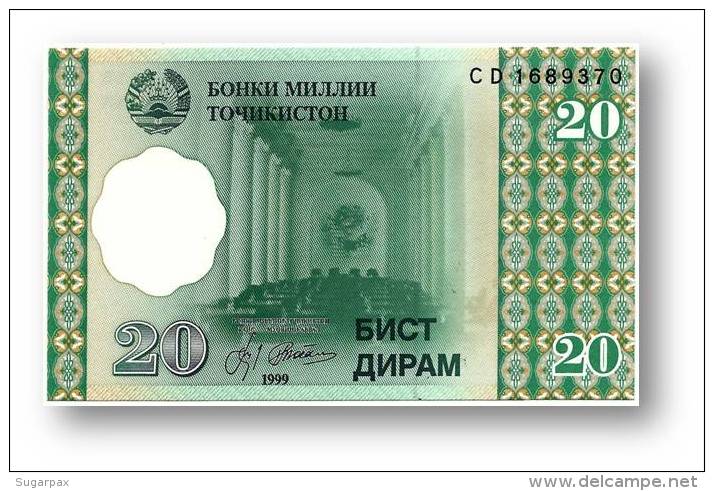 TAJIKISTAN - 20 Diram - 1999 ( 2000 ) - Pick 12 - UNC - Serie  CD - National Bank Of Tajikistan - Tayikistán