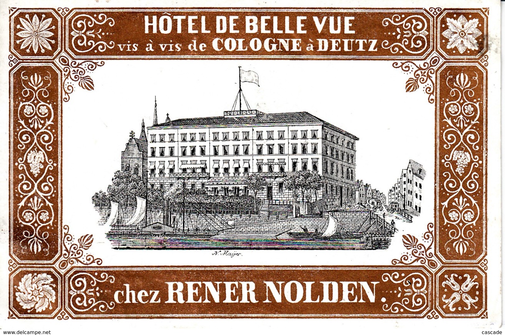 Gepäckkleber Oder Kofferkleber Hotel De Belle Vue, Vis à Vis De Cologne à Deutz, Chez Rener Nolden.  (keine Postkarte) - Koeln