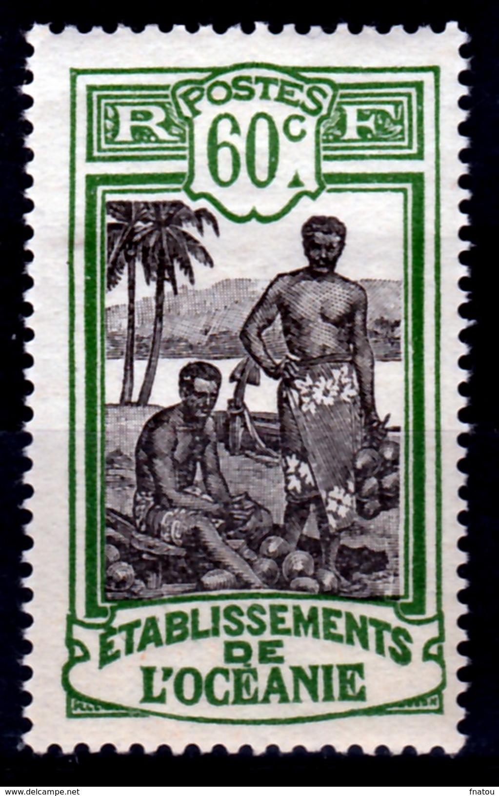 French Oceania, Tahitian Men, 60c., 1922, MH VF - Nuevos