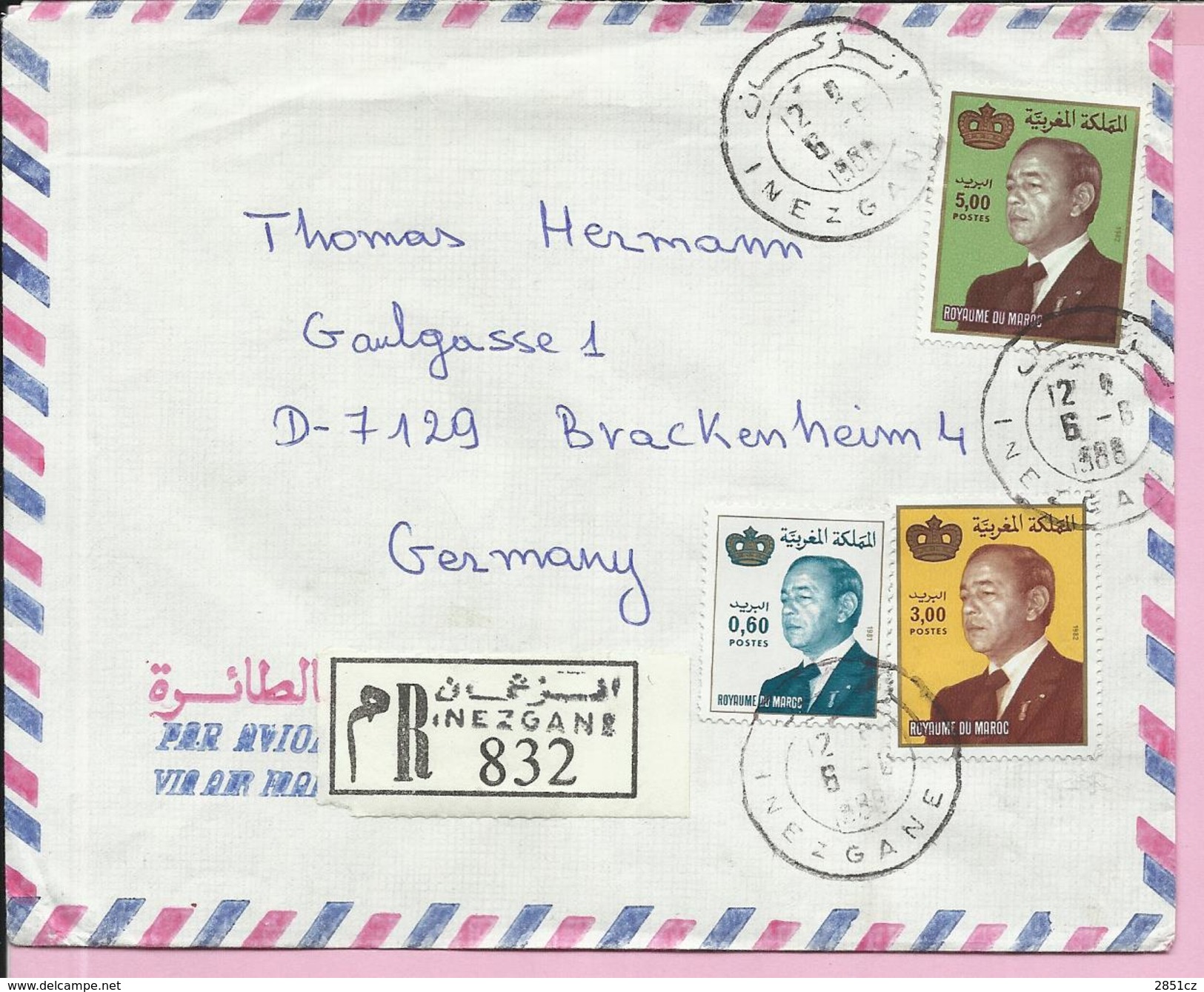 Letter - Inezgane, 1988., Morocco, By Airmail, Registrated Letter - Marocco (1956-...)