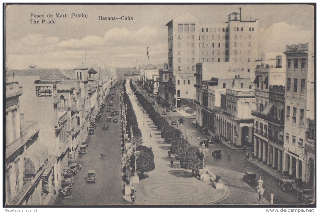 POS-302 CUBA POSTCARD. 1931. HABANA HAVANA PASEO DEL PRADO STREET - Cuba