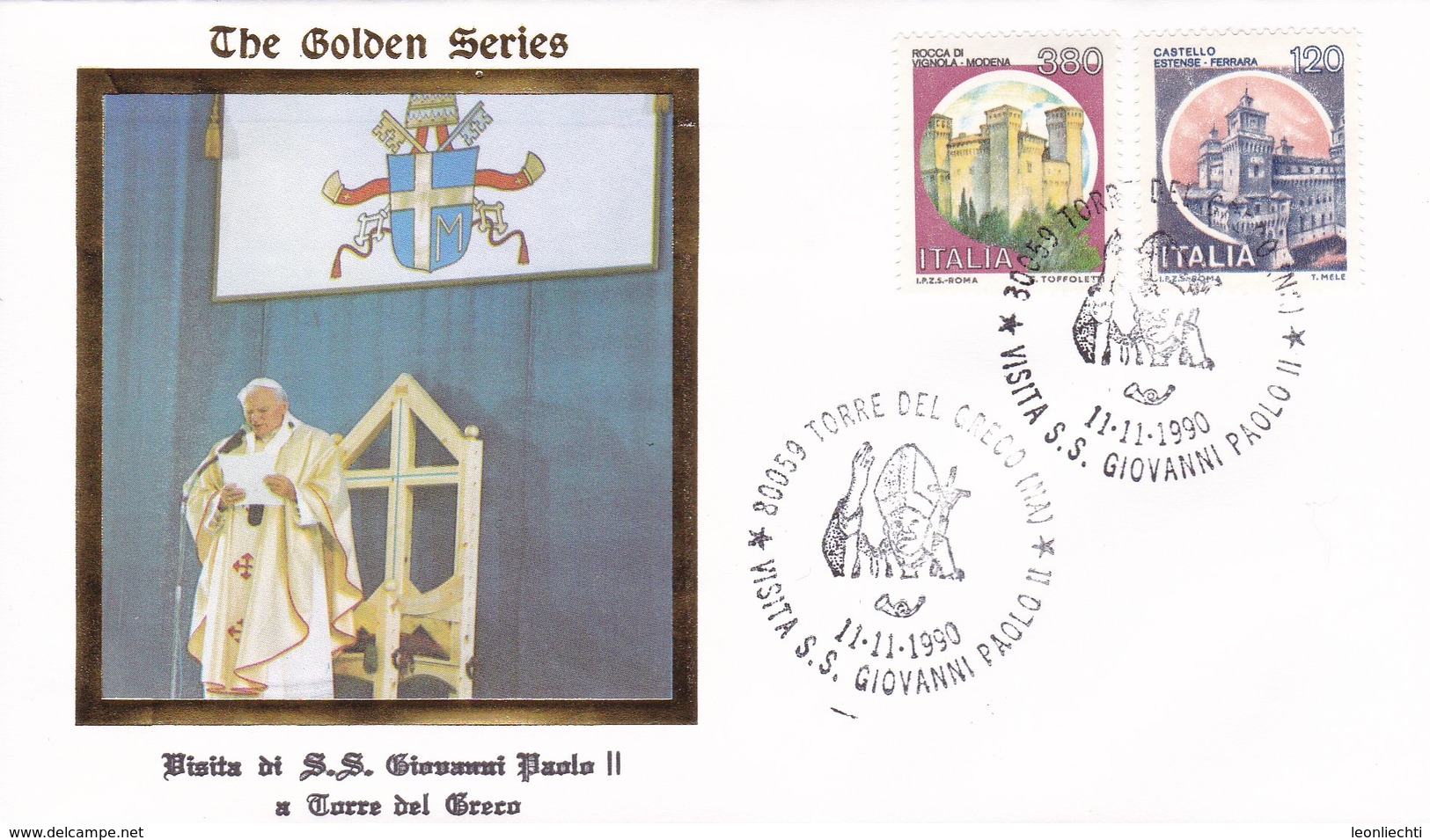 Vatikan / Italien. The Golden Series 1990. Visita Di  S.S. Giovanni Paolo II, A Torre Del Greco  11.11.1990 - FDC