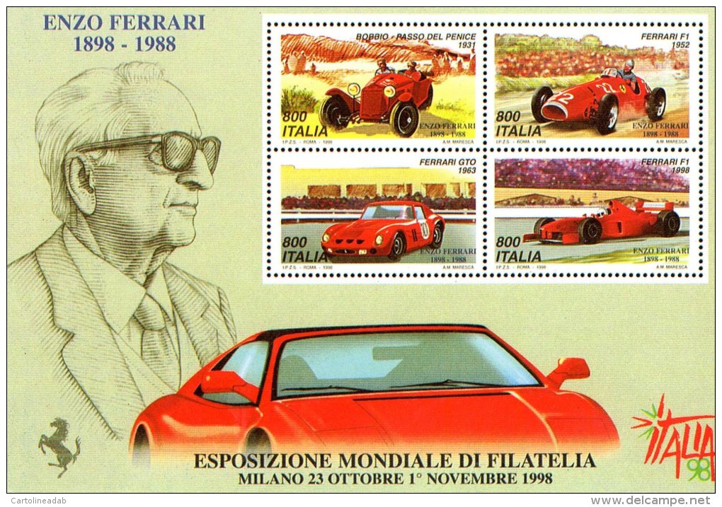 [DC0293] CARTOLINEA - ENZO FERRARI - ESPOSIZIONE MONDIALE DI FILATELIA - Otros & Sin Clasificación