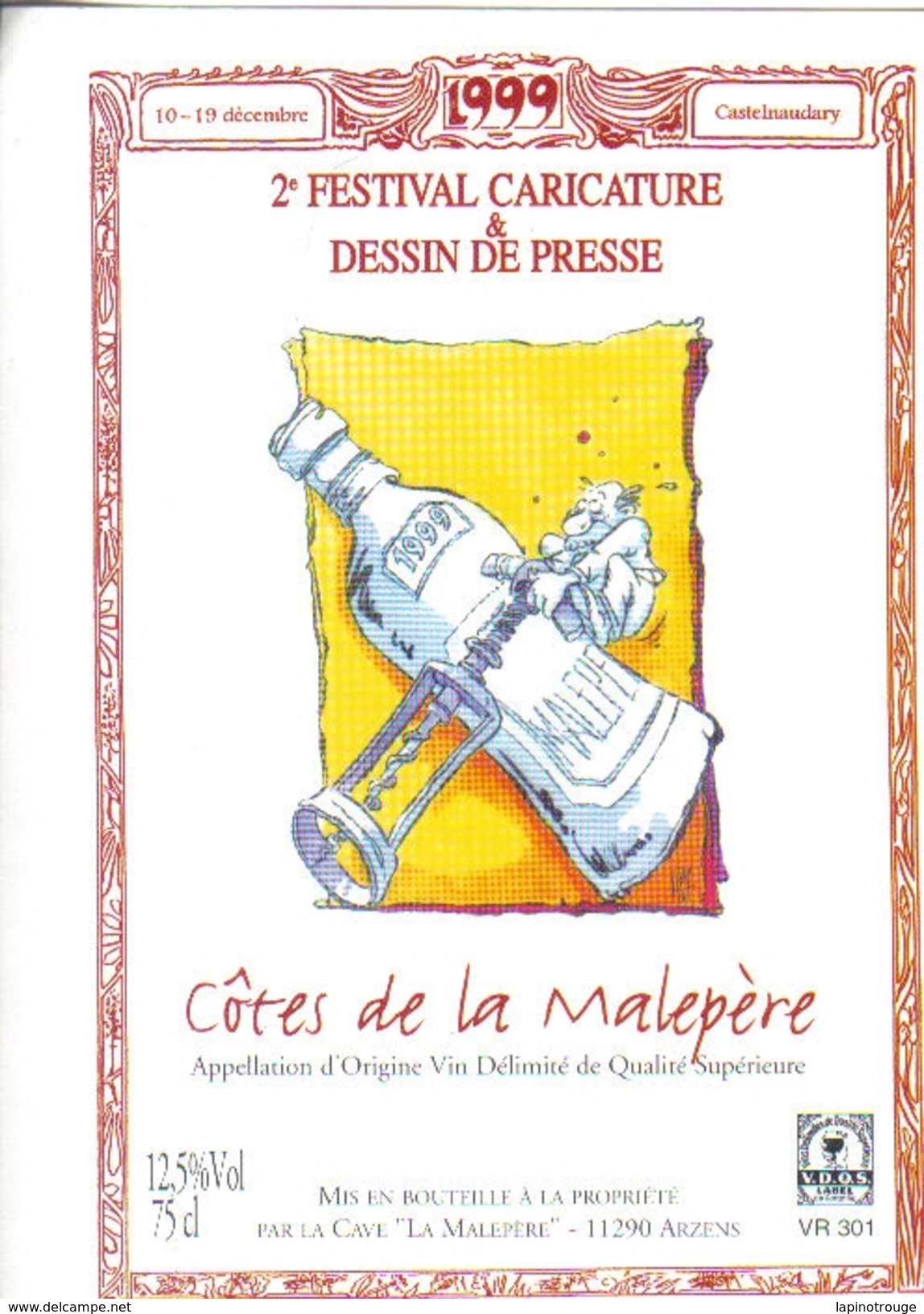 Etiquette Vin ALF Festival De La Caricature Et Dessin De Presse BD Castelnaudary 1999 - Art De La Table